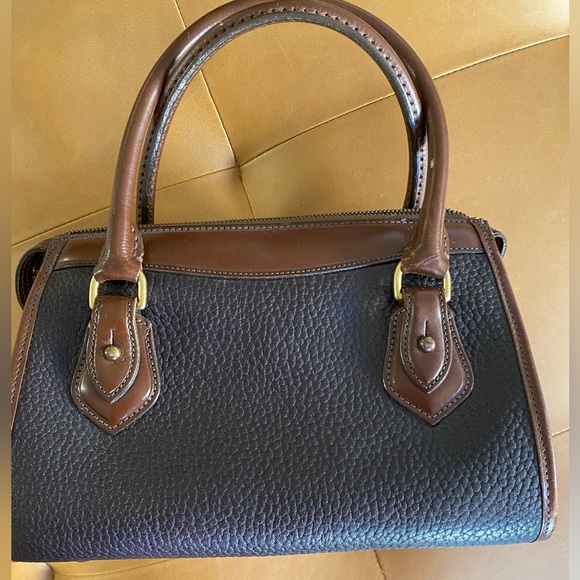 Vintage Dooney & Bourke All Weather Leather Brown Black Handbag Bag Satchel D&B - Picture 11 of 15